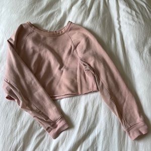 alo pink women’s crop hoodie with mesh cut outs